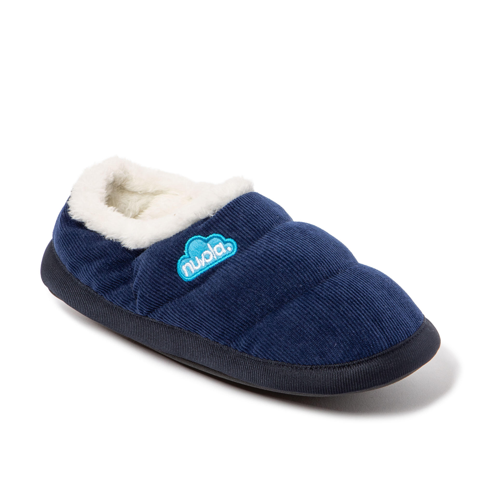 Chaussons Nuvola bleu rembourrés avec semelle en gomme 3/7