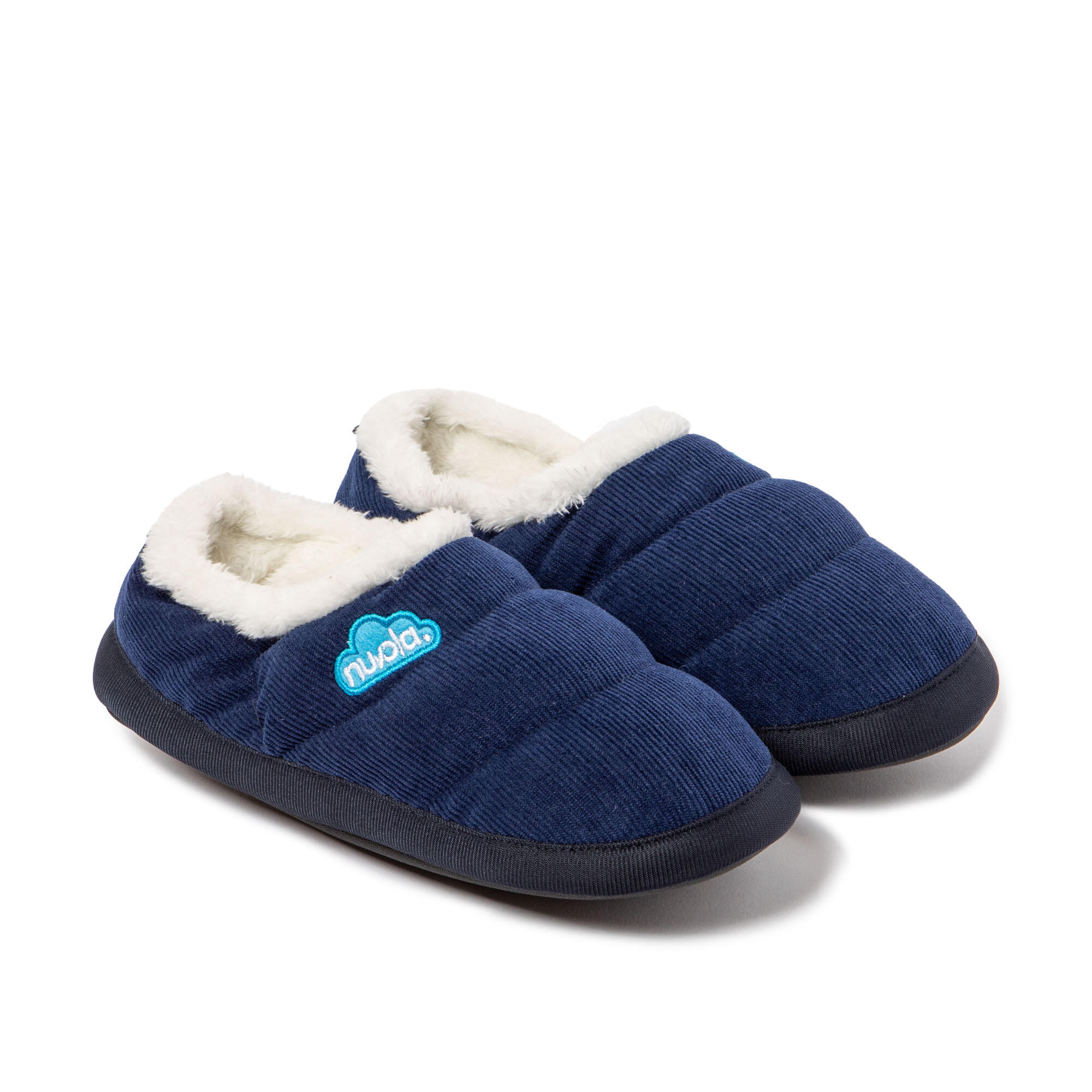 Chaussons Nuvola bleu rembourrés avec semelle en gomme 2/7