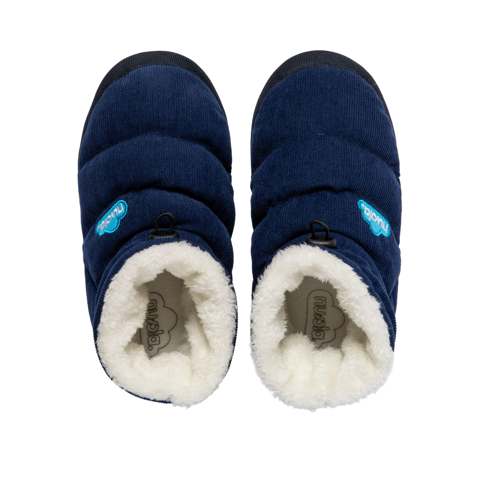 Pantufas Nuvola azuis acolchoados com sola de borracha 5/7