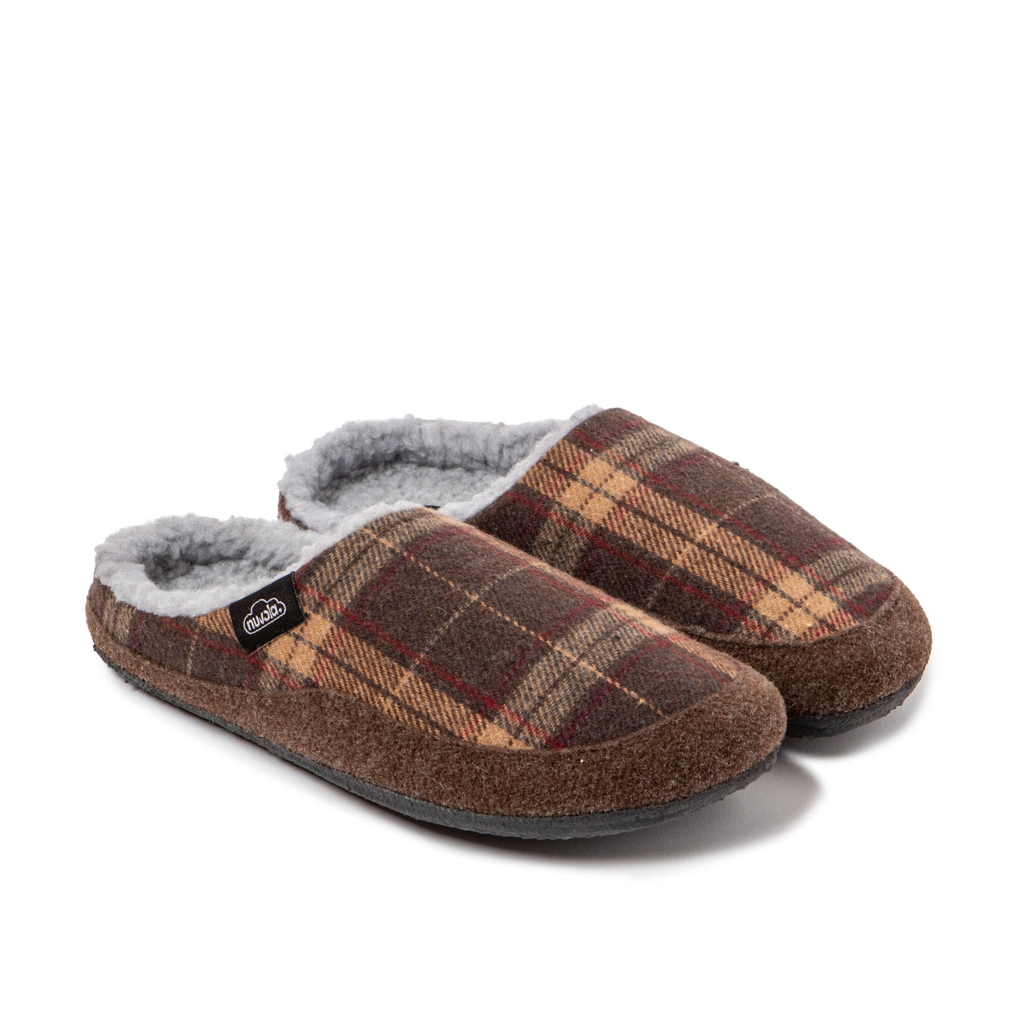 Chaussons Nuvola marron rembourrés avec semelle en gomme 2/7