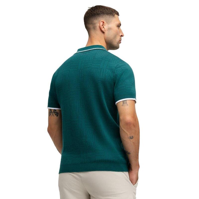 Pánská pletená ová polokošile Trevino Teal