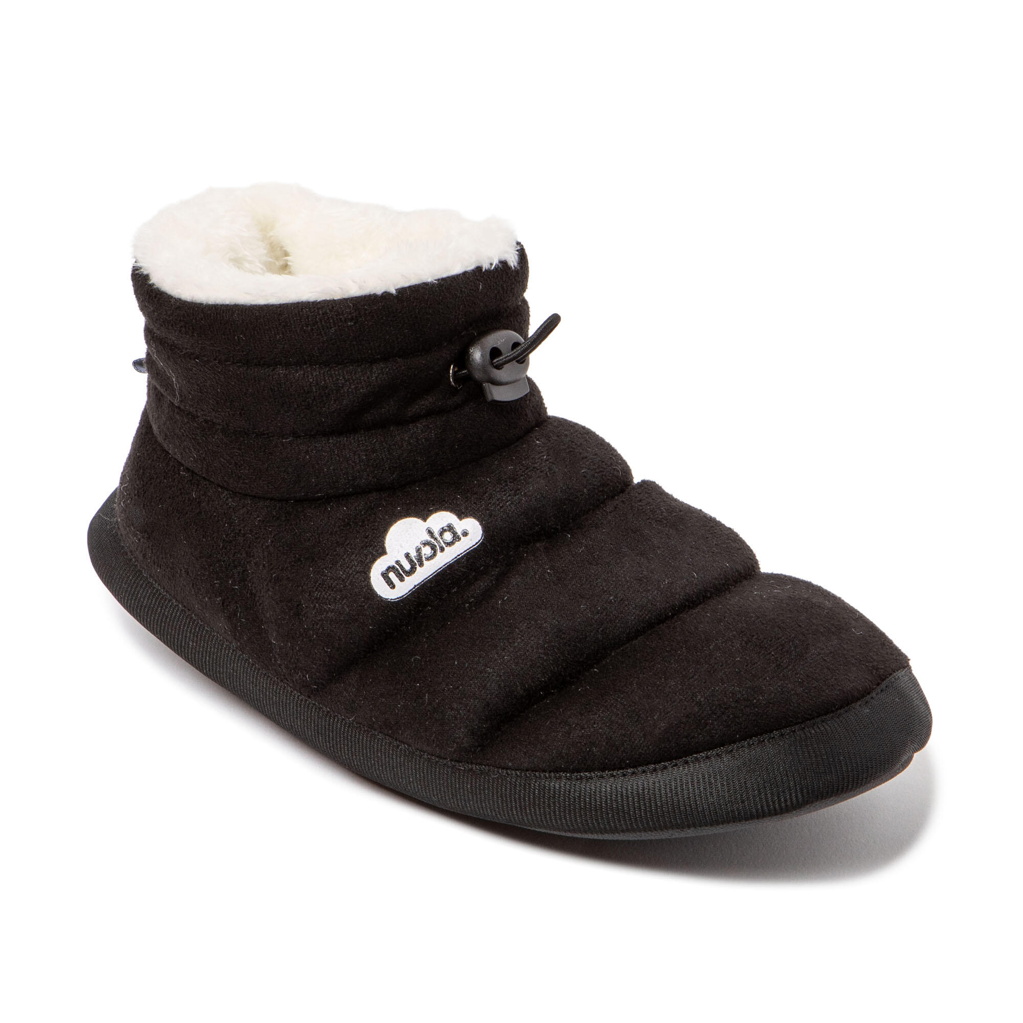 Pantoffels Nuvola zwart gewatteerd met rubberen zool 3/7