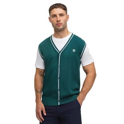 Gilet da golf in maglia con scollo a V da uomo Carnoustie Teal Verde