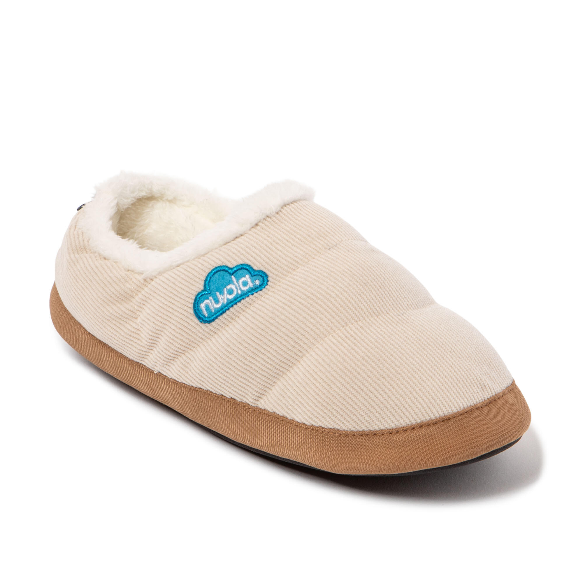 Pantufas Nuvola creme acolchoados com sola de borracha 3/7