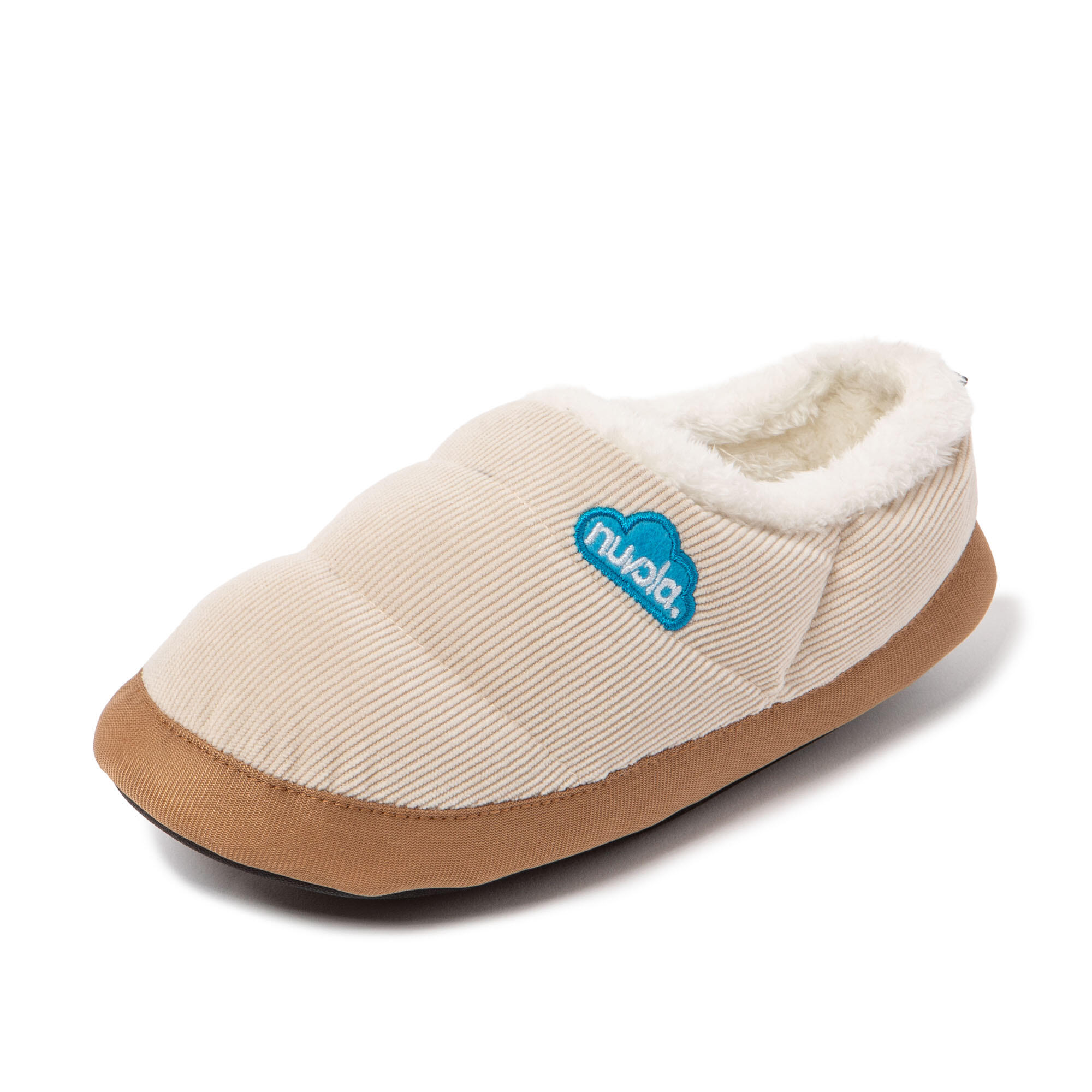 Pantufas Nuvola creme acolchoados com sola de borracha 7/7