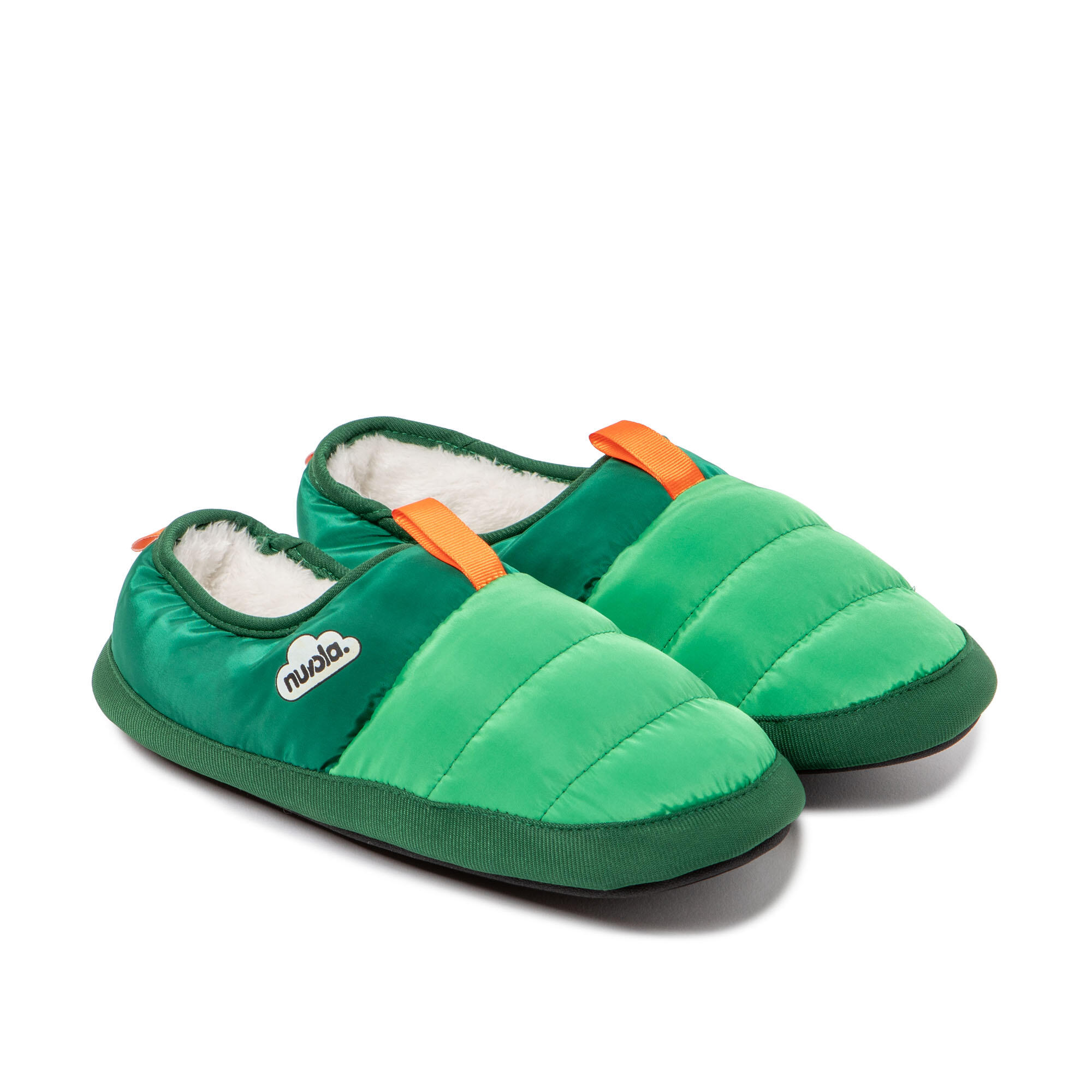 Pantufas Nuvola verdes acolchoados com sola de borracha 2/7