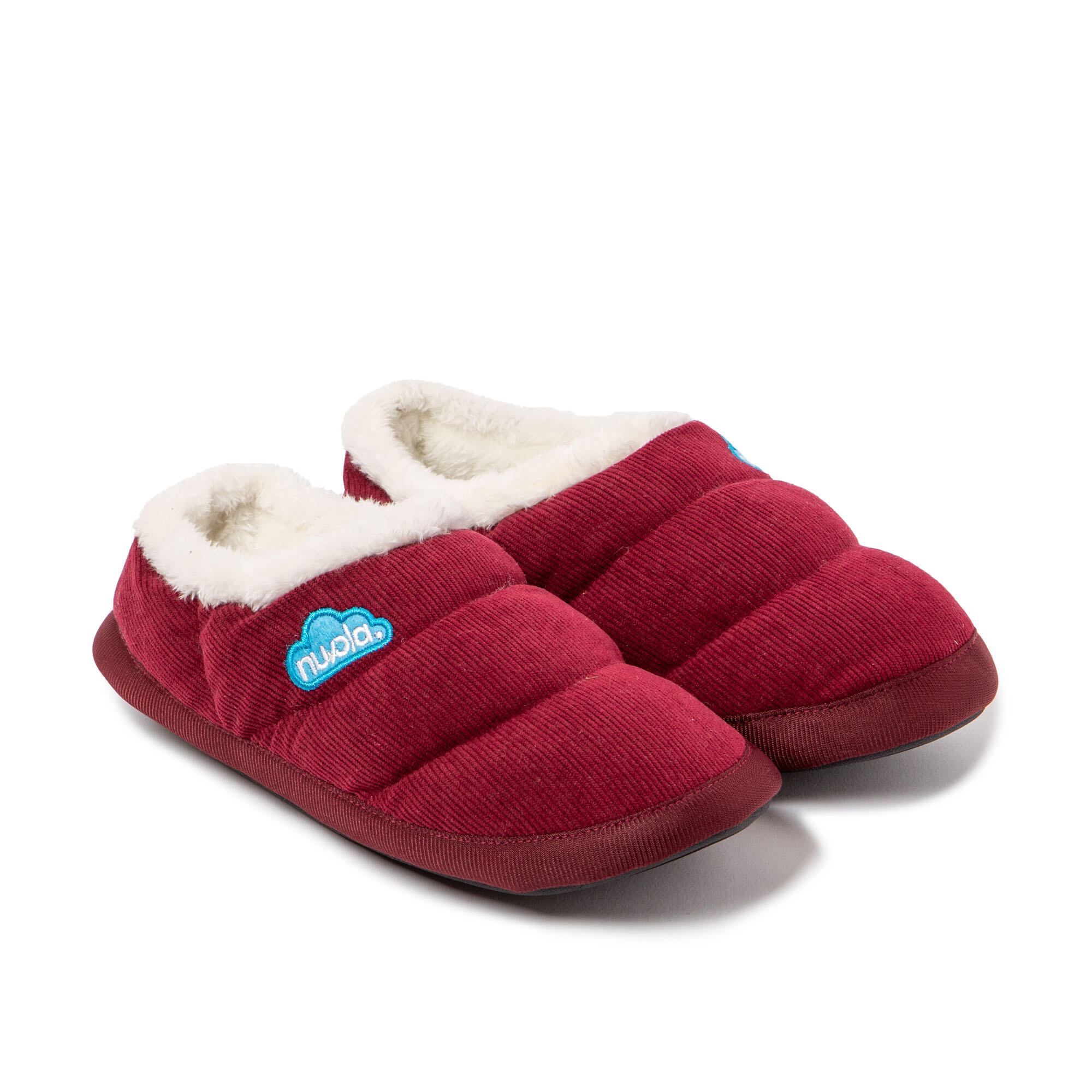 Pantufas Nuvola bordô acolchoados com sola de borracha 2/7