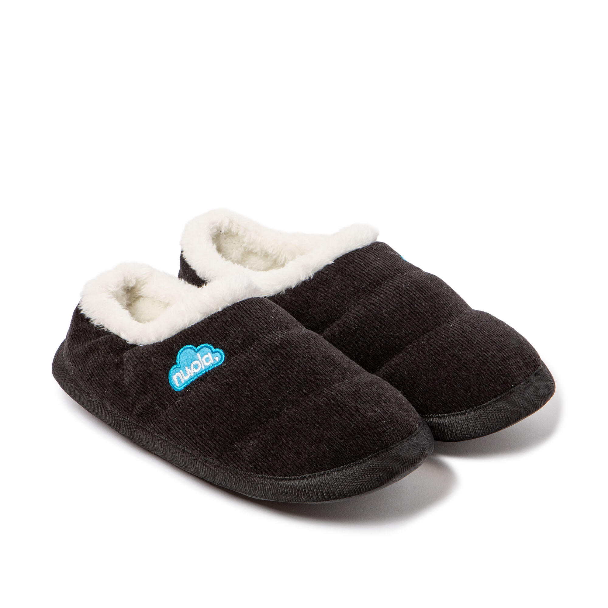 Chaussons Nuvola noir rembourrés avec semelle en gomme 2/7