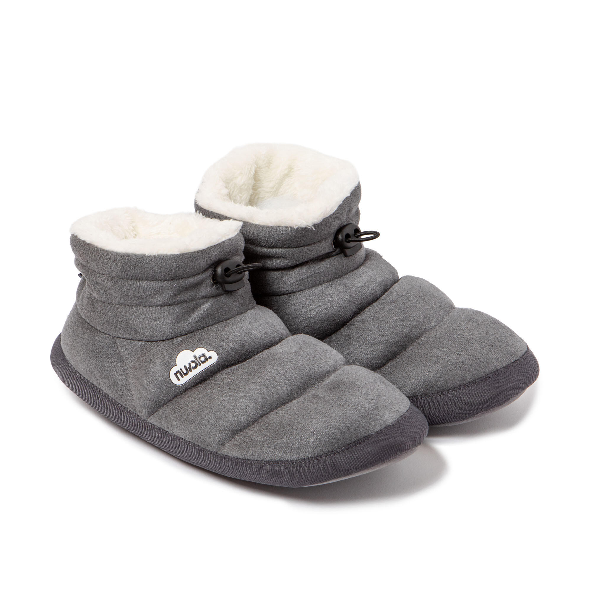 Chaussons Nuvola gris rembourrés avec semelle en gomme 2/7