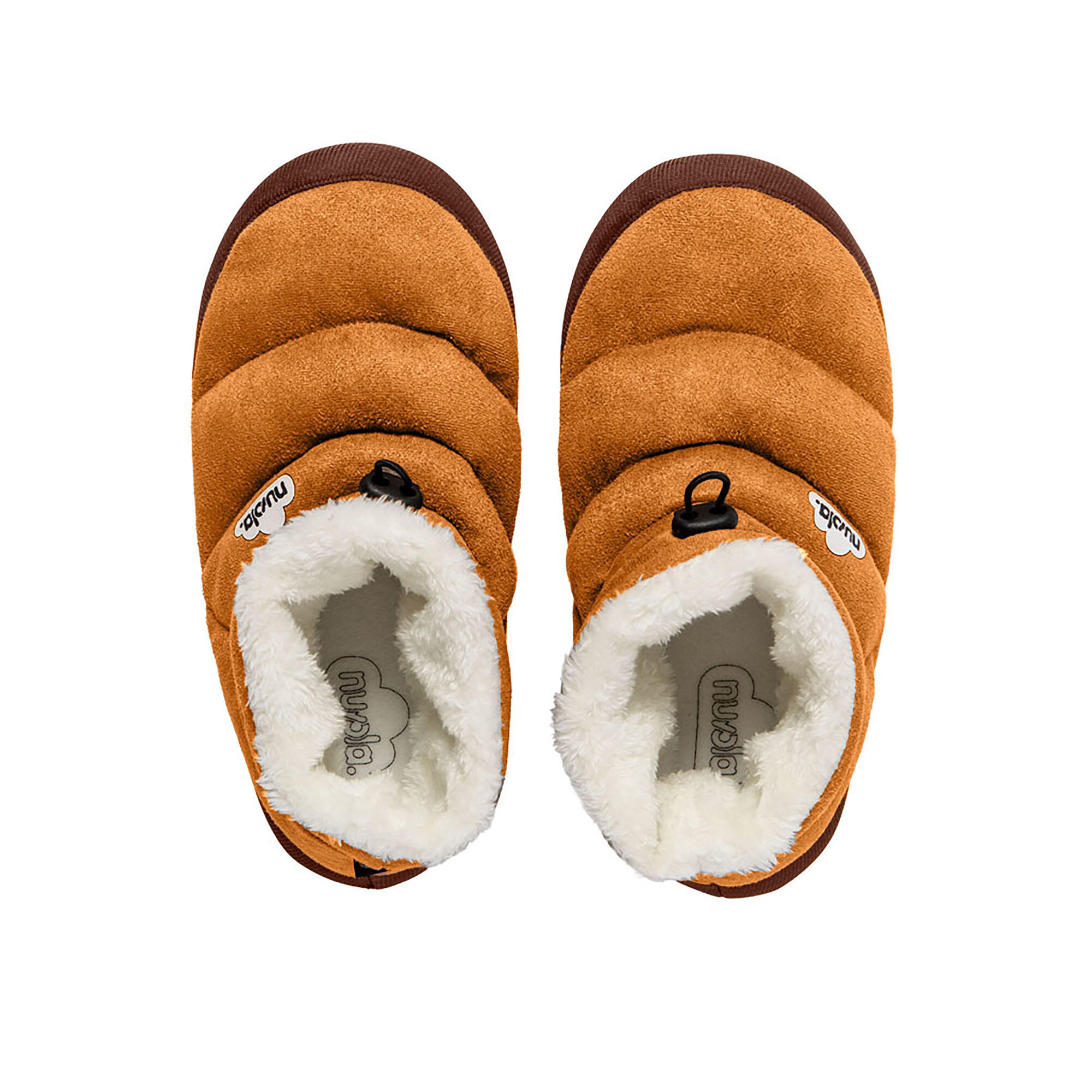 Pantoffels Nuvola bruin gewatteerd met rubberen zool 5/7