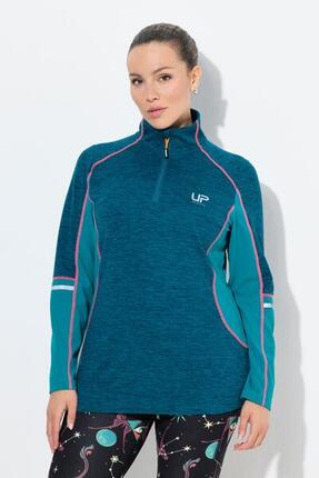 Damen Funktionsshirt Slim Stehkragen Zipper Langarm