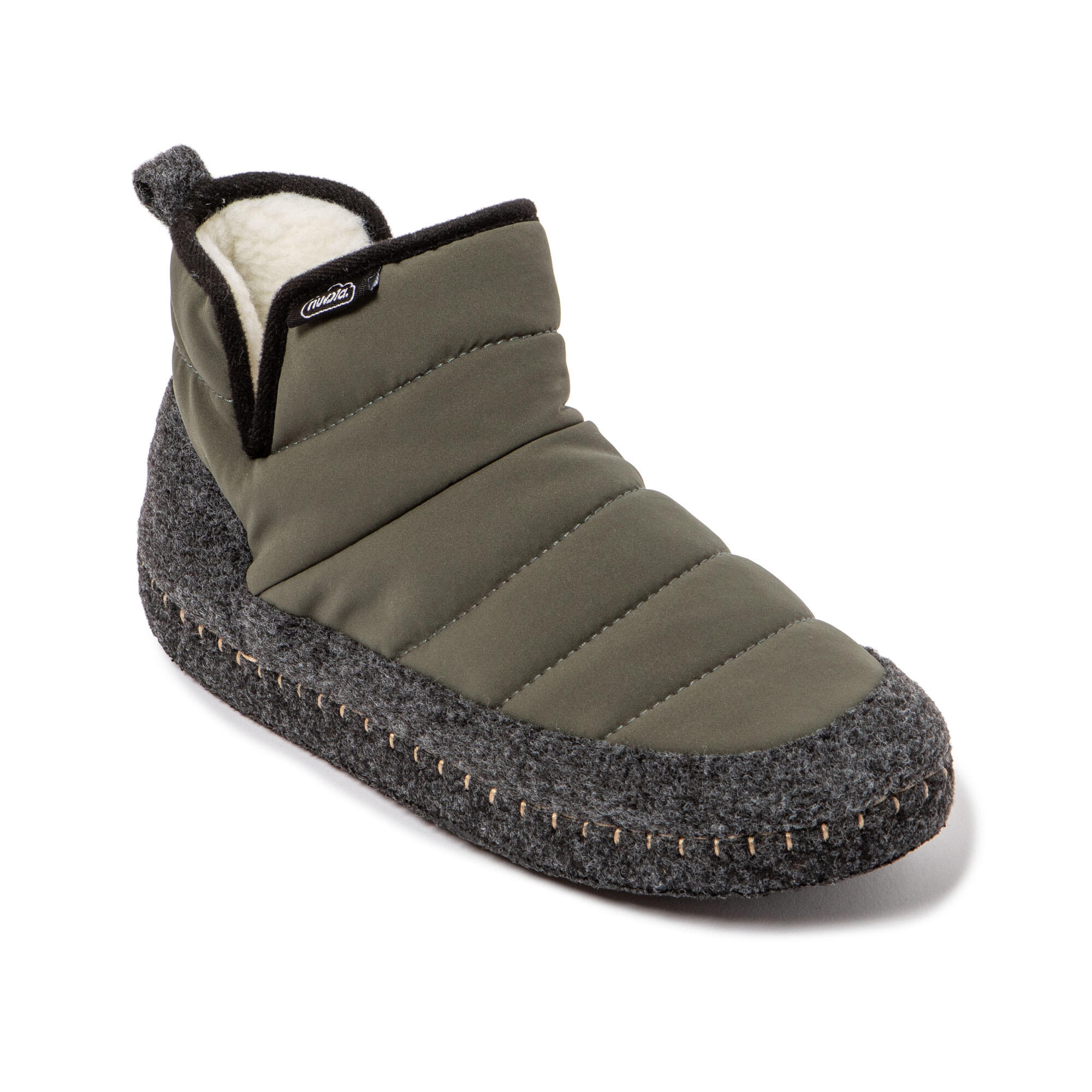 Pantufas Nuvola verdes acolchoados com sola de borracha 3/7