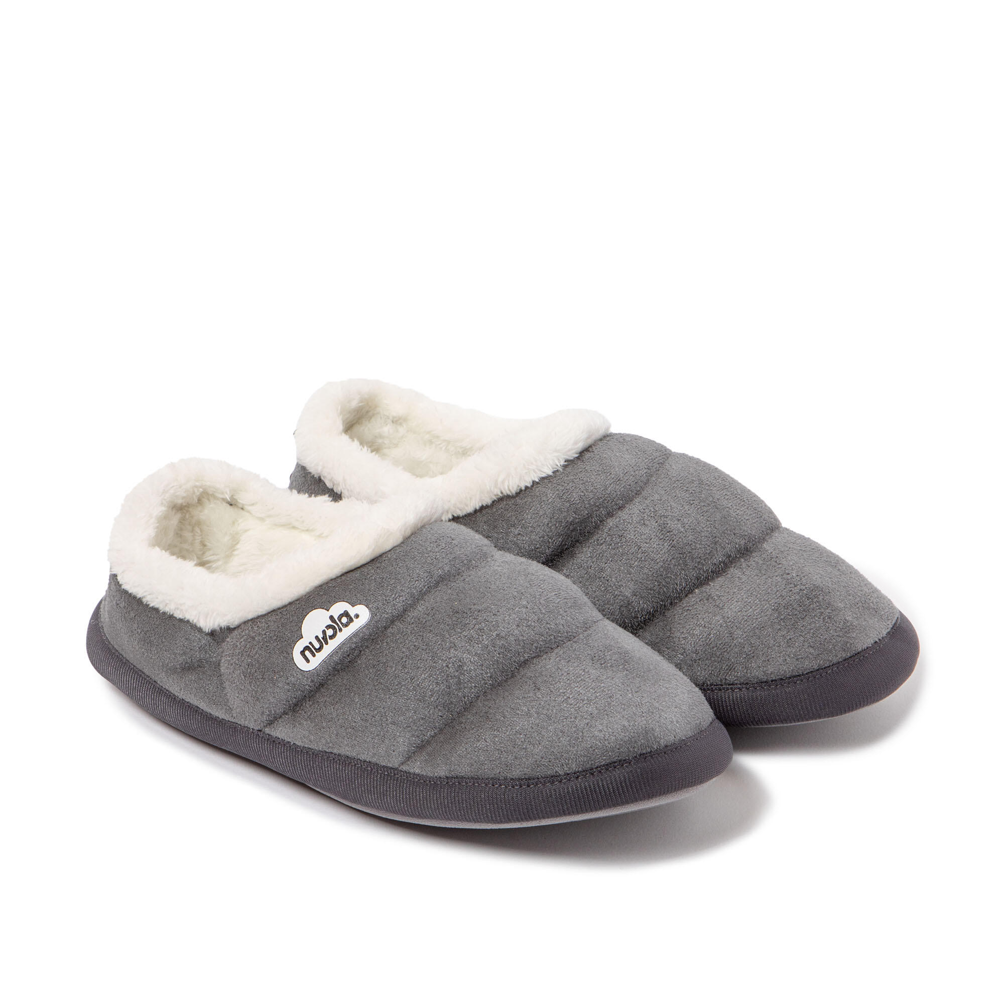 Pantufas Nuvola cinza acolchoados com sola de borracha 2/7