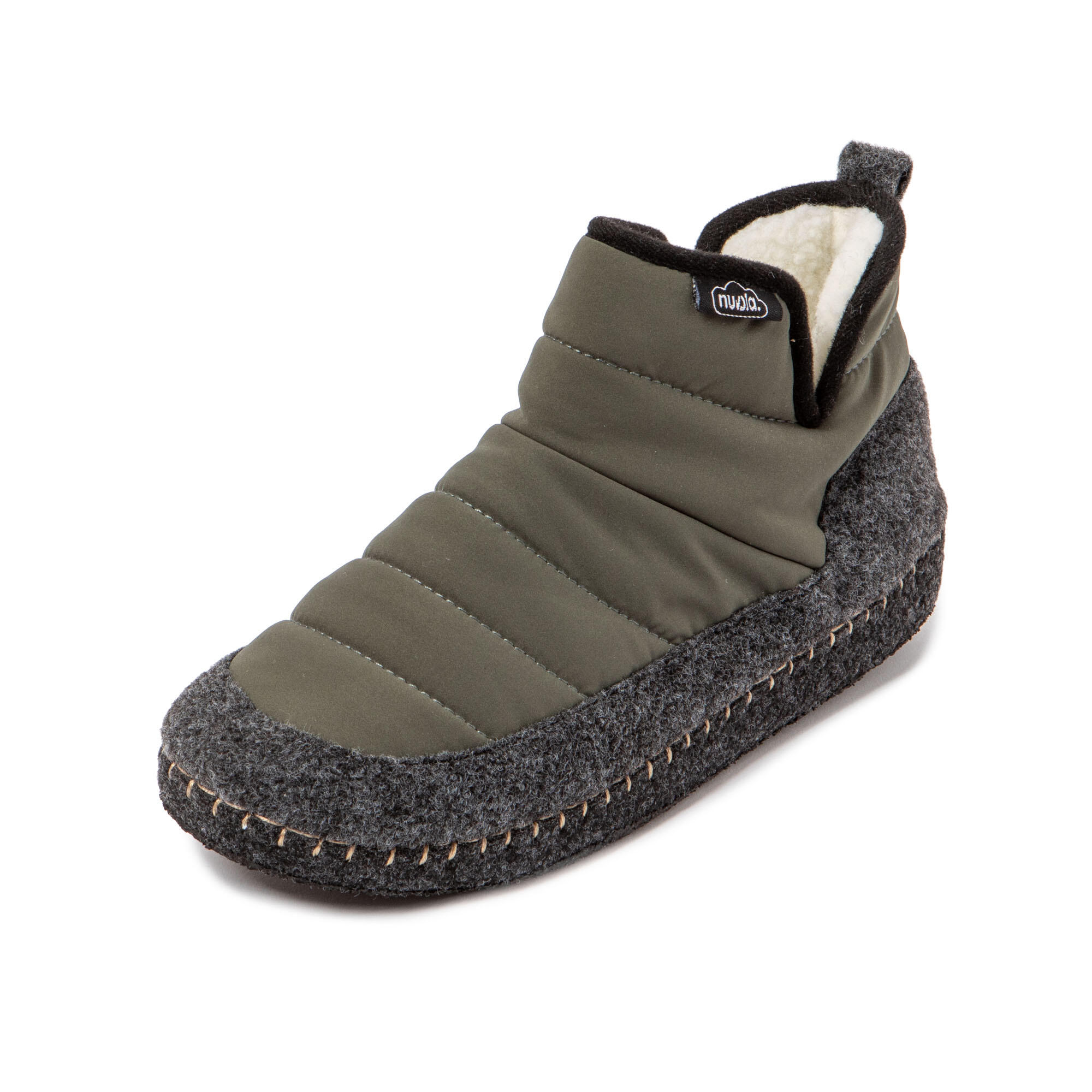 Pantufas Nuvola verdes acolchoados com sola de borracha 7/7