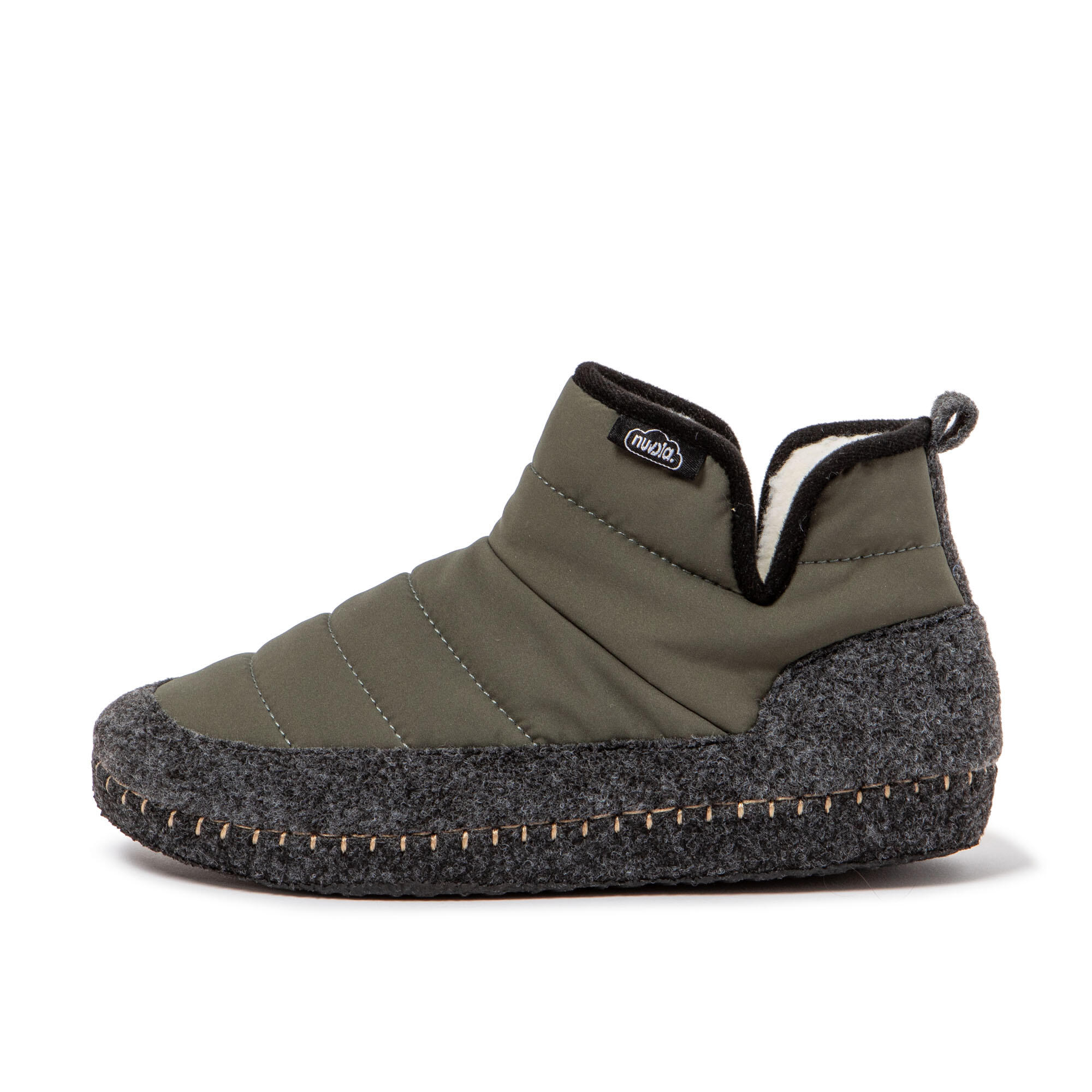 Pantufas Nuvola verdes acolchoados com sola de borracha 4/7