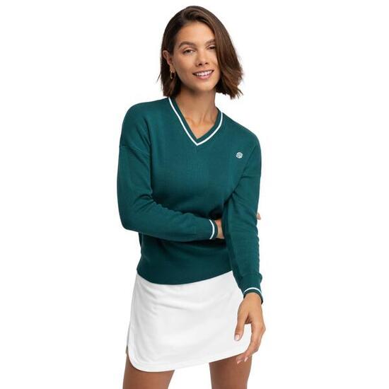 Maglione da golf con scollo a V da donna Gimme Teal Verde