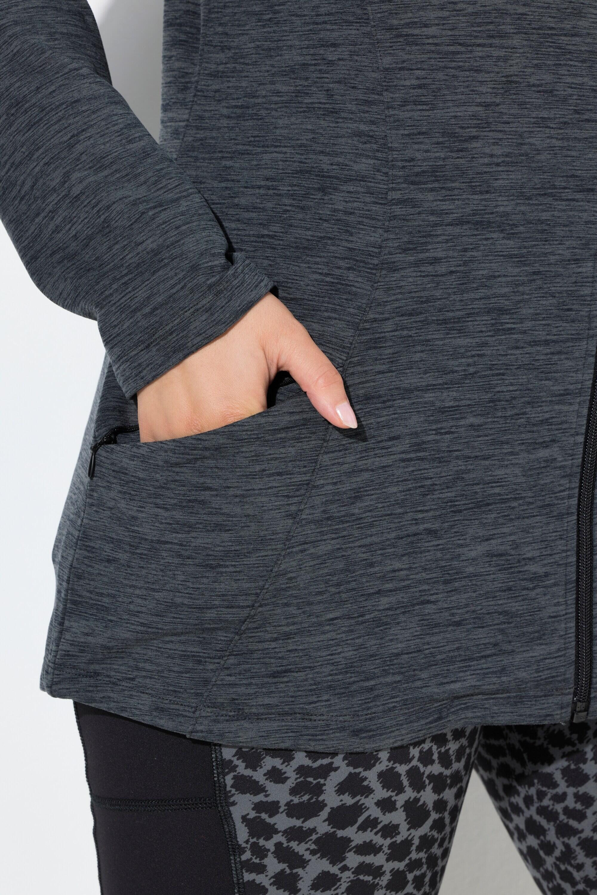 Ulla Popken Chenille Damestrui, oversized, opstaande kraag, lange mouwen, donkerviolet, 50-52