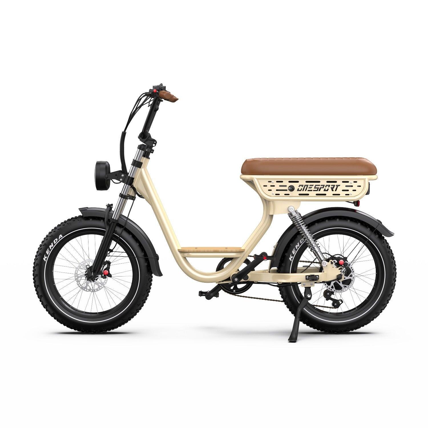 ONSPORT Bicicleta Elétrica ONESPORT W77- Potência 250W 48V18AH Travões Hidráulicos -Bege