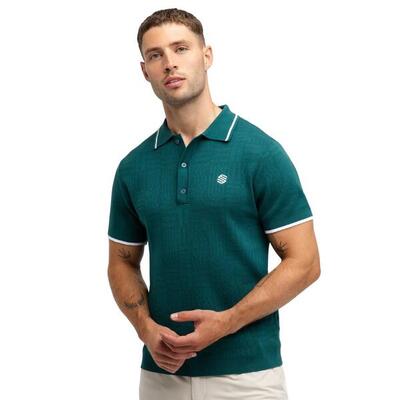 Heren golf gebreide polo trevino teal groen