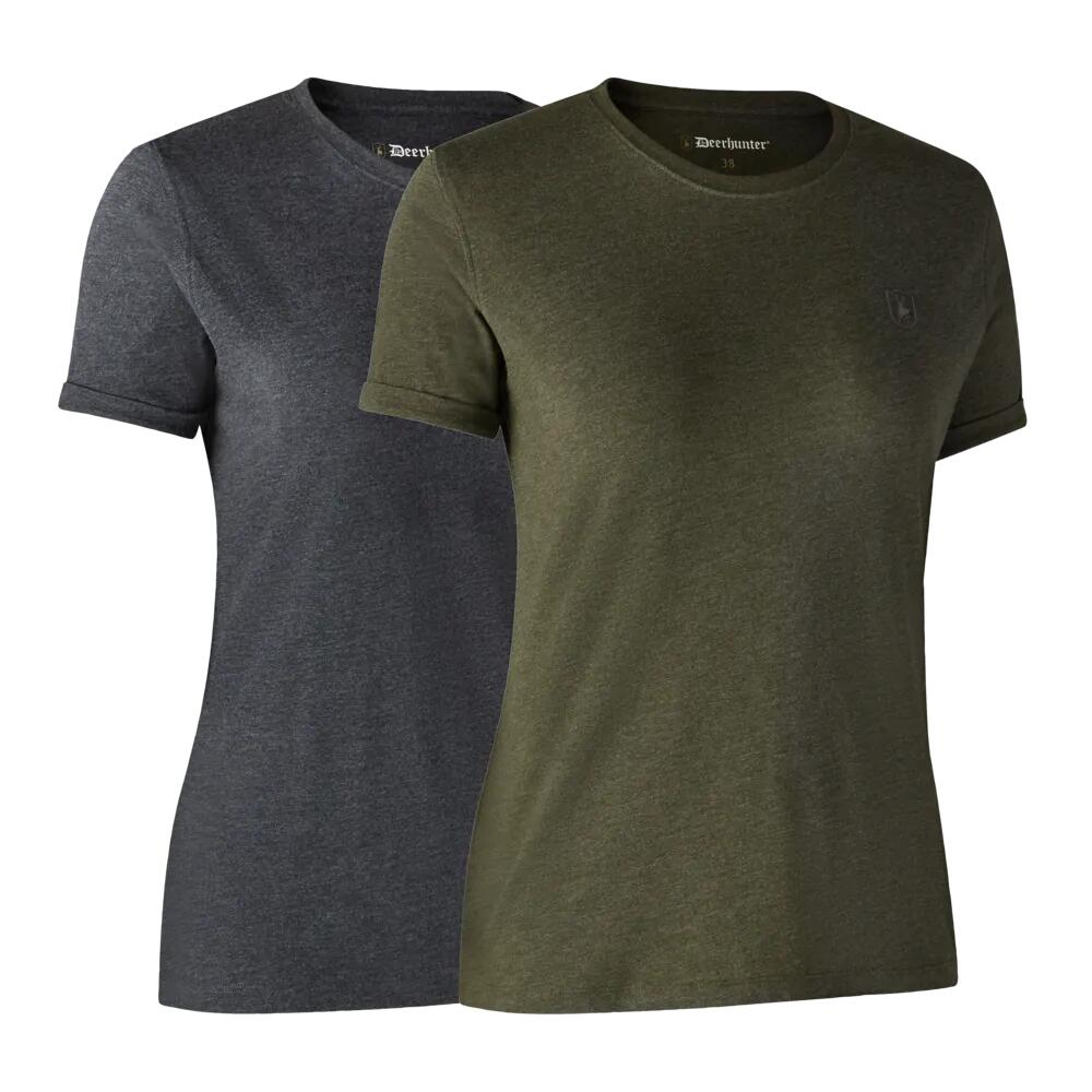 Deerhunter - Lot De 2 Tee Shirt Femme Deerhunter Adventure Green Melange - 38 - T-shirt Manches Courtes - Multicolore - Decathlon