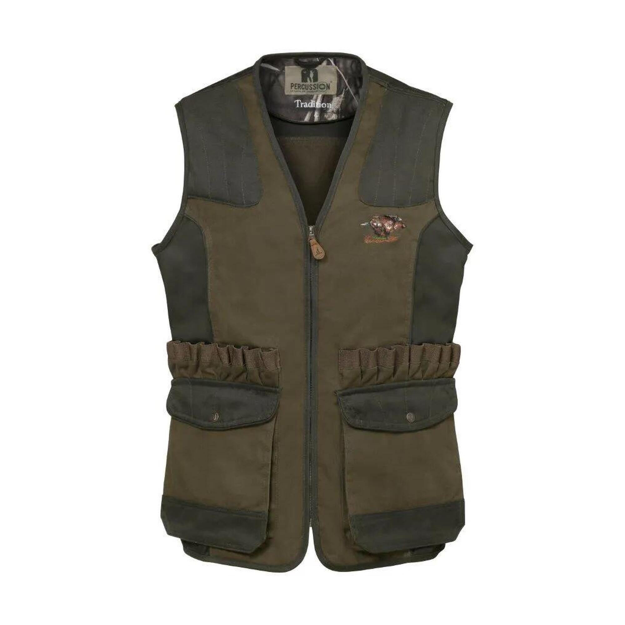 Percussion - Gilet Percussion De Chasse Tradition Sanglier-s - Gilet Sans Manche - Vert - Decathlon