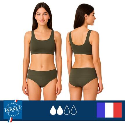 Bas de maillot de bain menstruel ado Kaki - Flux Medium