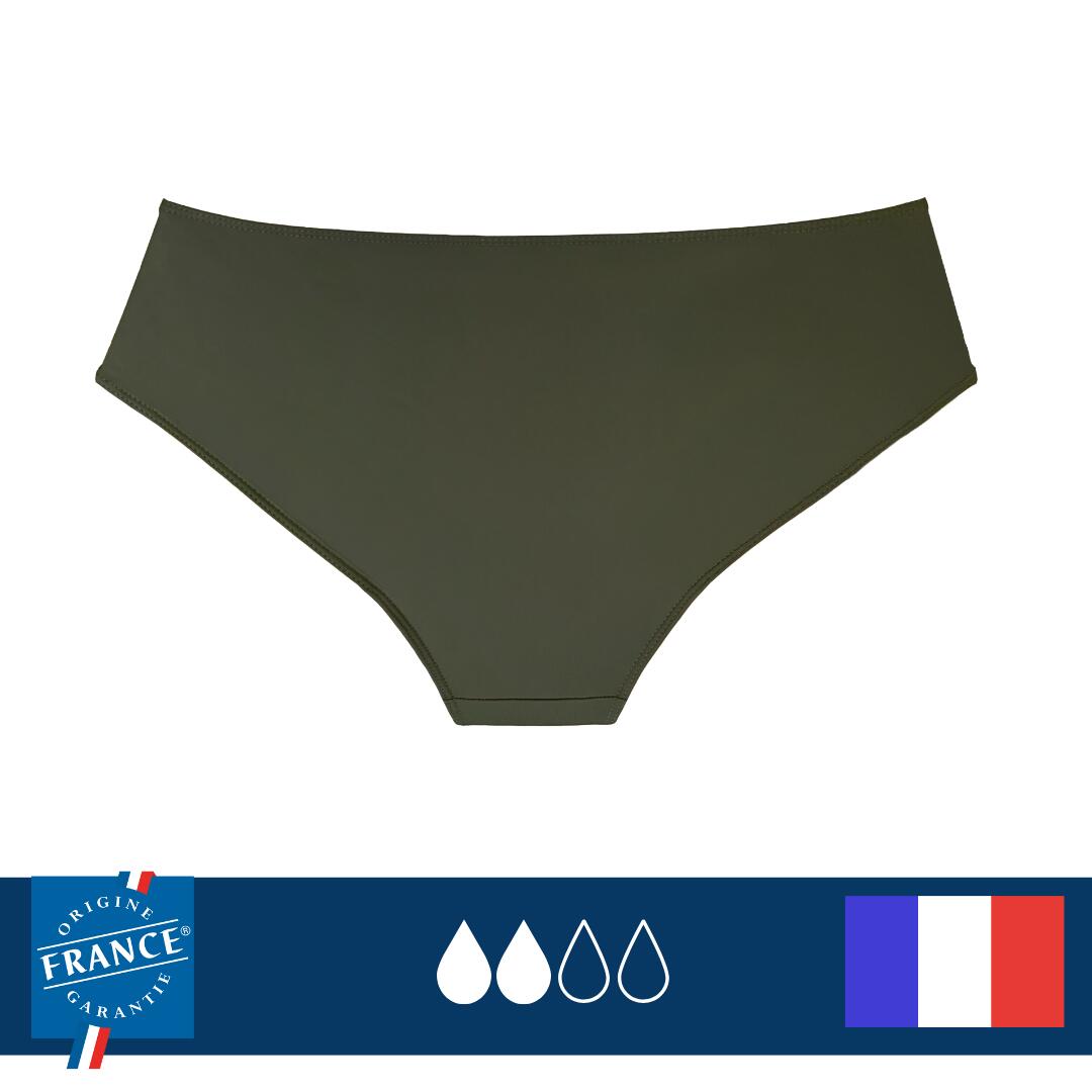 Bas de maillot de bain menstruel ado Kaki - Flux Medium 5/6