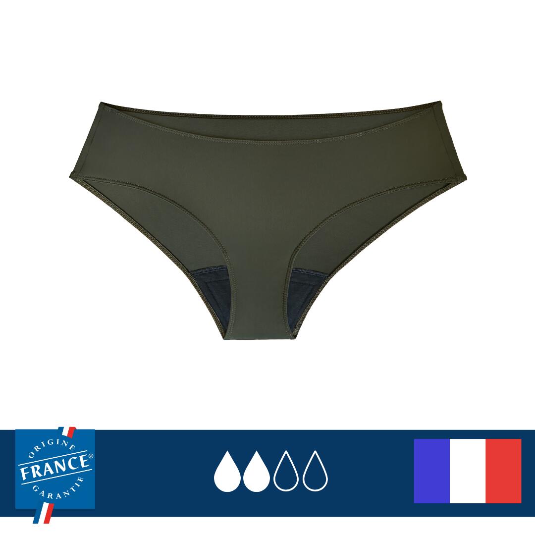 Bas de maillot de bain menstruel ado Kaki - Flux Medium 4/6