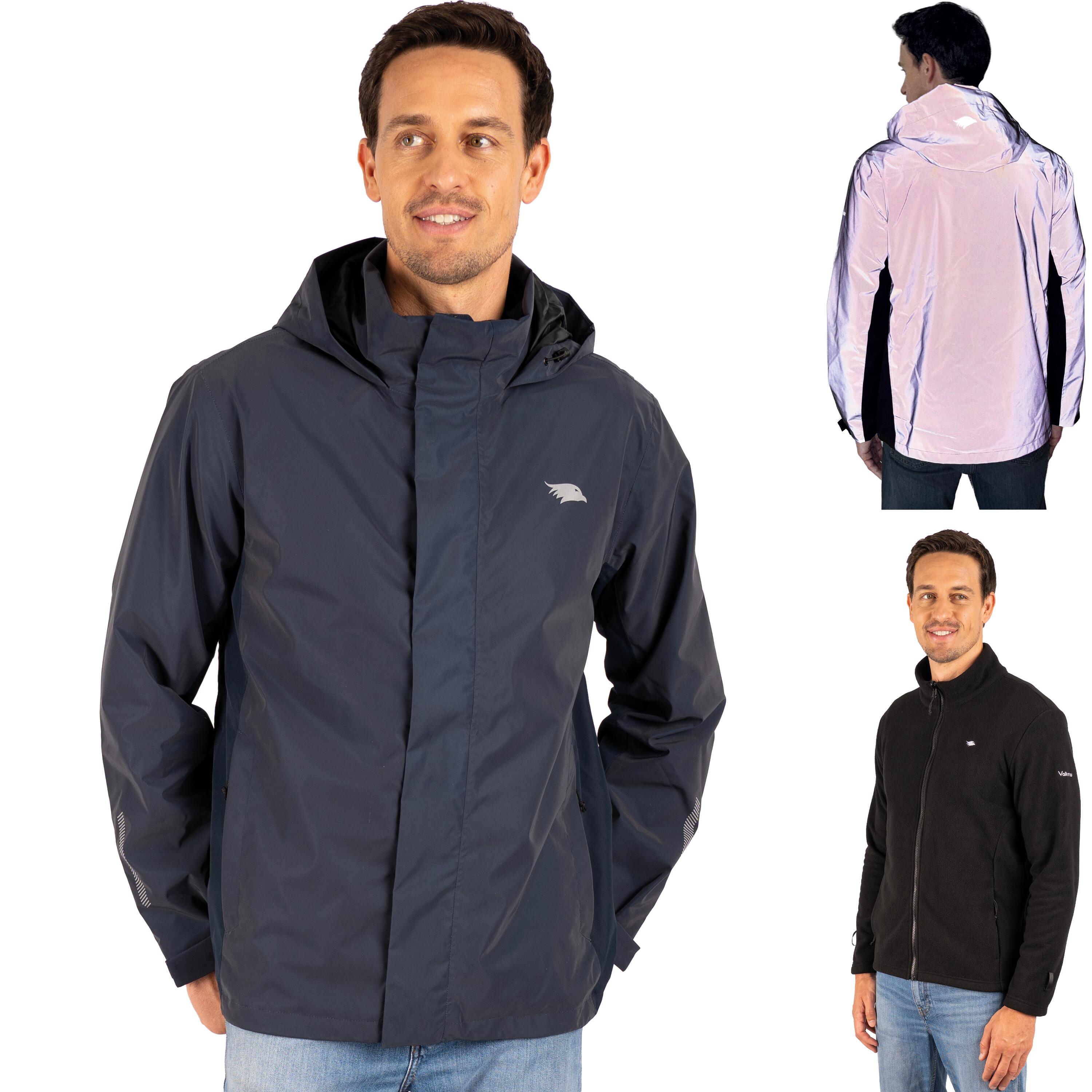VALKENTAL 3-in-1 Jacke Herren Regenjacke wasserdicht & reflektierend - mit Fleece Zipp-In