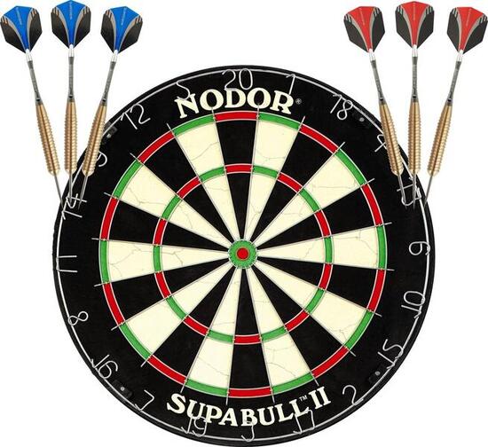 Nodor Supa Pro SFB Dartbord + 2 Sets ABCdarts Sniper Gold Darts Dartpijlen