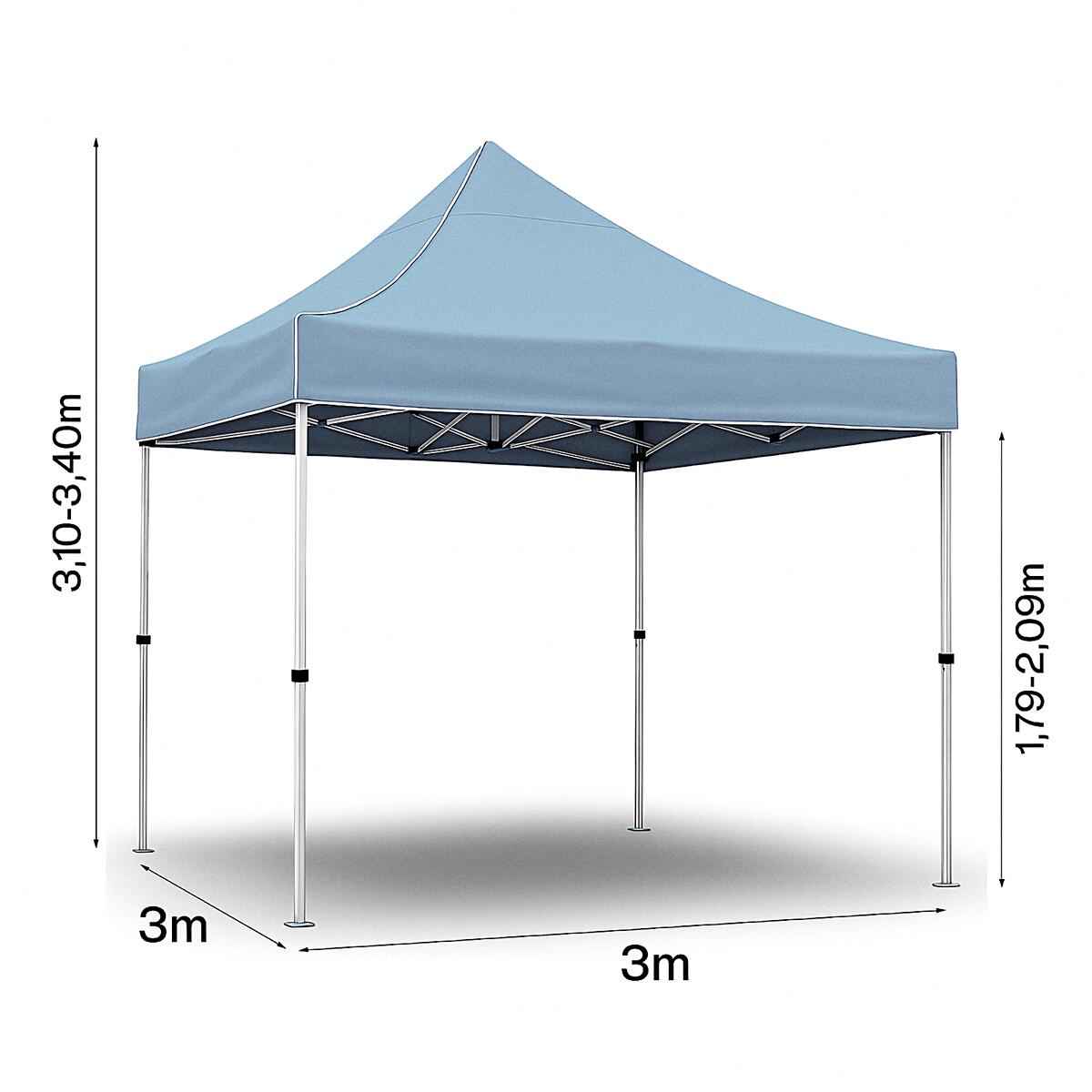 Tenda dobrável de alumínio 3x3m ALUPRO40 com barras hexagonais 4/7