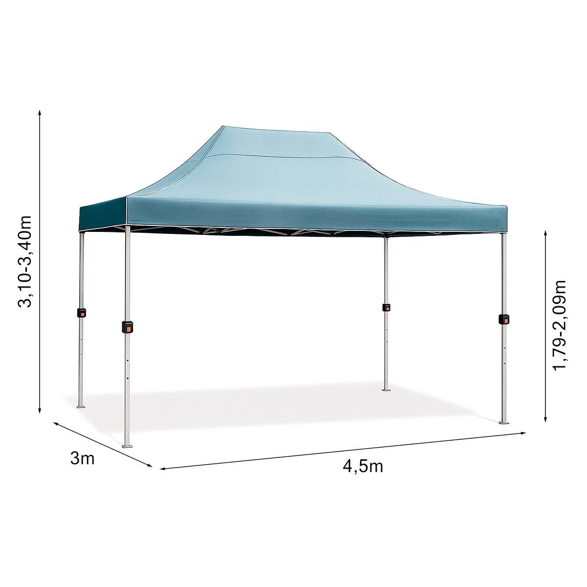Gazebo Pieghevole Alluminio 3x4,5m ALUPRO40 Impermeabile Eventi Fiere Grigio 7/7