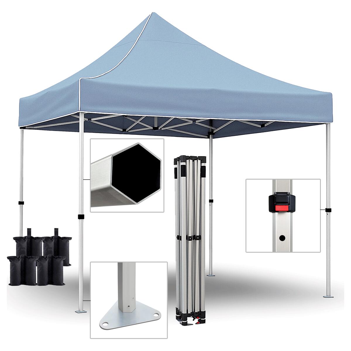 Tenda dobrável de alumínio 3x3m ALUPRO40 com barras hexagonais 1/7