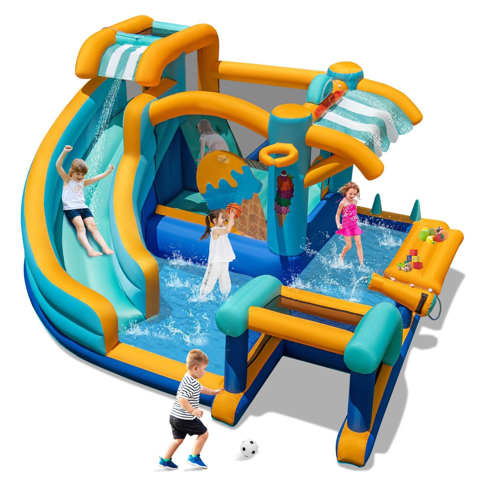Inflatable Water Slide Jumping Castle w/Climbing Wall No Blower 378x366x203