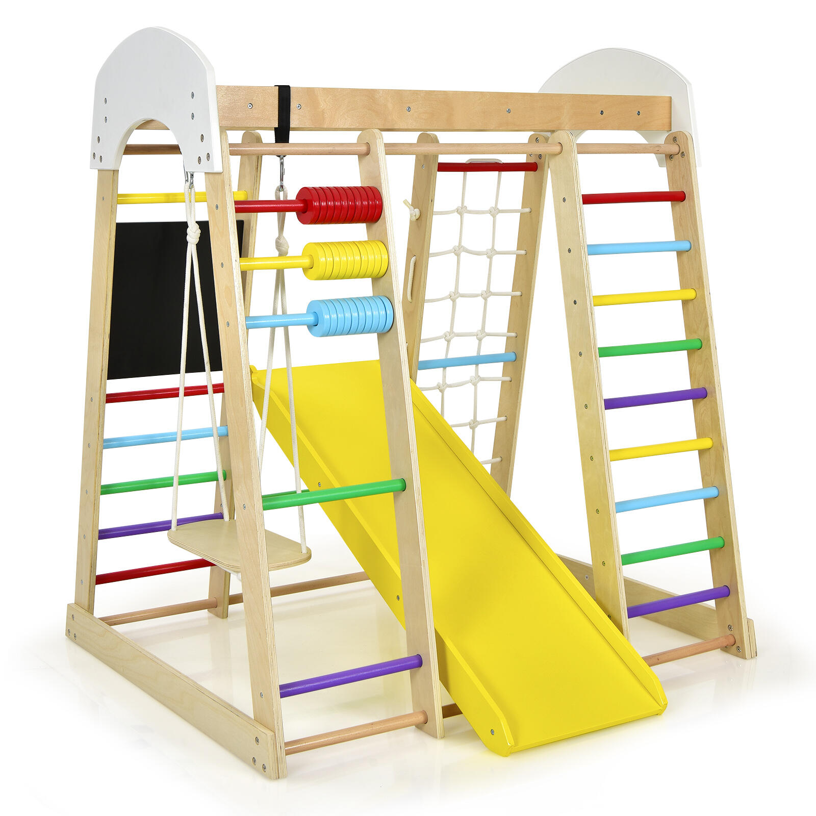 Climb Playset 8-IN-1 Climbing Frame Swing Slide Set 24x119x138