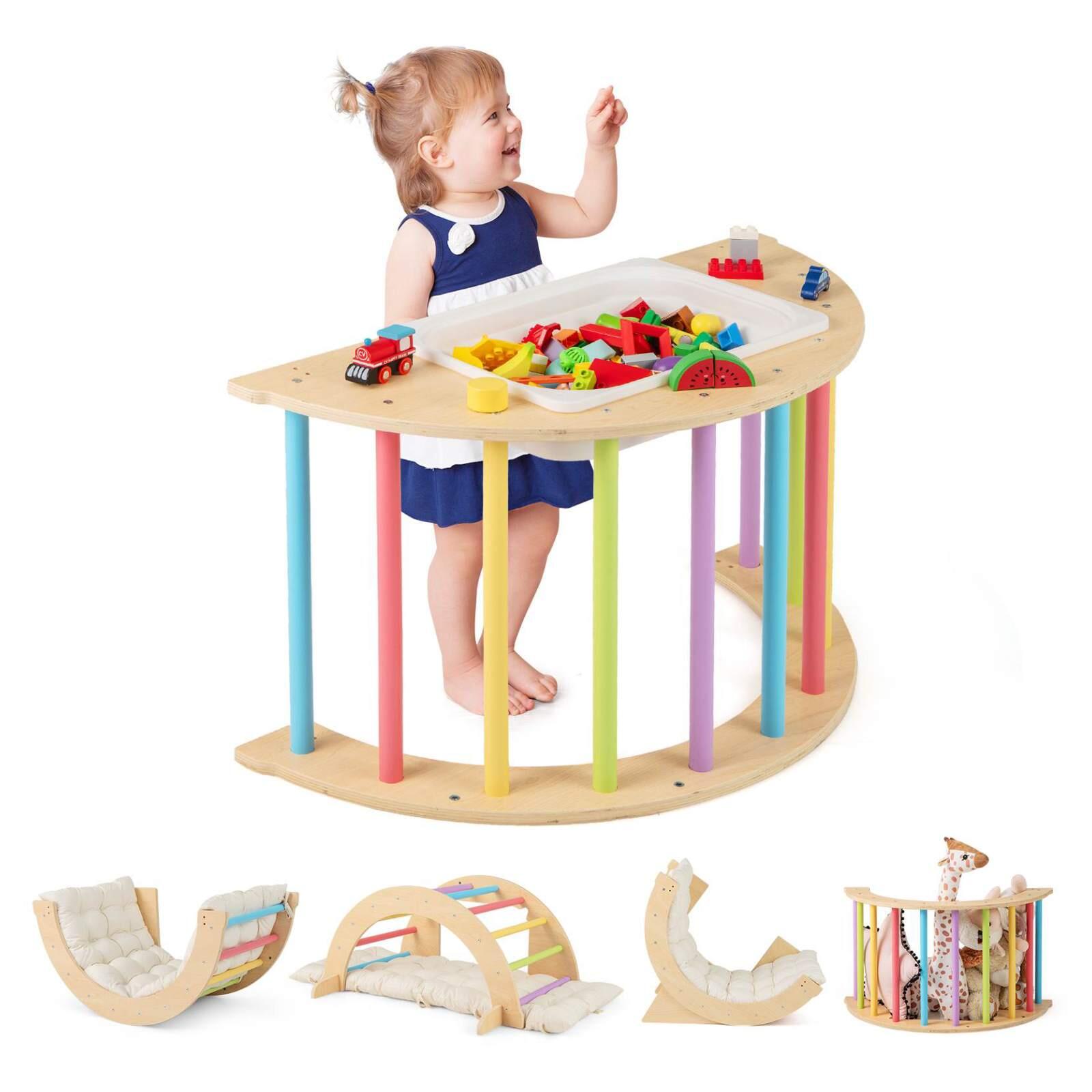Climb Playset 6 in 1 Climbing Arch Frame Wooden Stoppers Multi 80x68.5x39