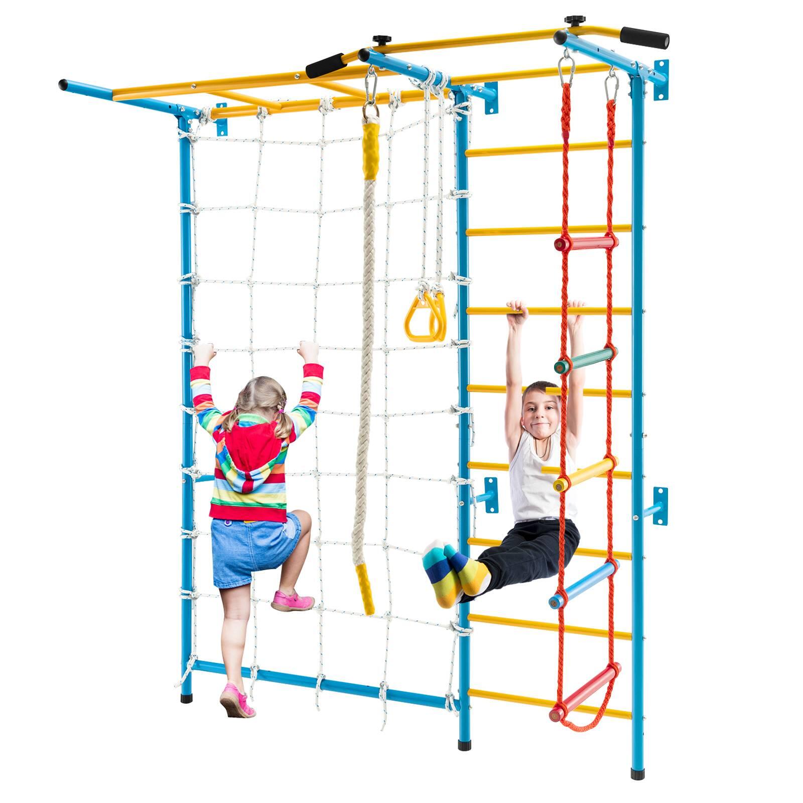 Climb Playset 7 in 1 Climbing Frame Set Jungle Gym Yellow 198x84x222
