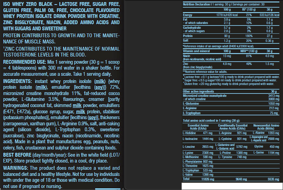 Iso Whey Zero Black proteína en polvo 908gr. Chocolate BioTech USA 3/5