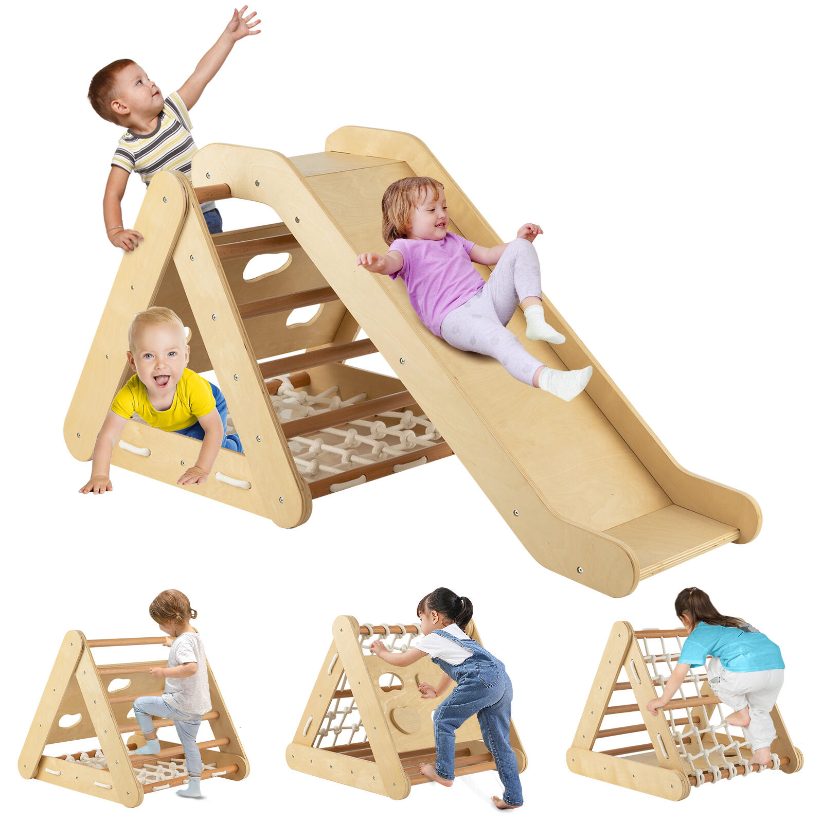 Climb Playset 4in1 Climbing Set w/Net Ladder Ramp 64x62.5x57.5