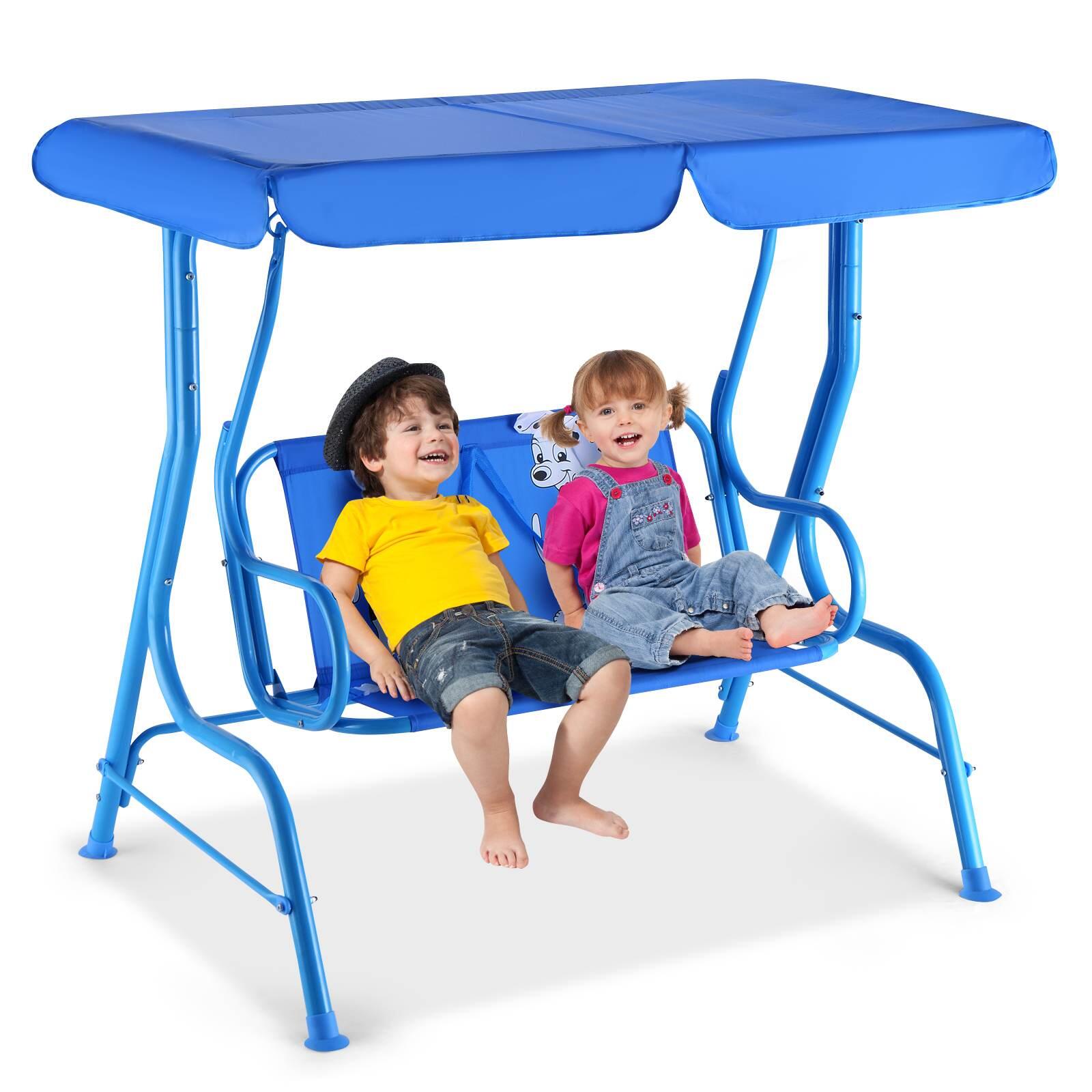 2-Seater Porch Swing Chair Garden Puppy Pattern 112x76.5x111