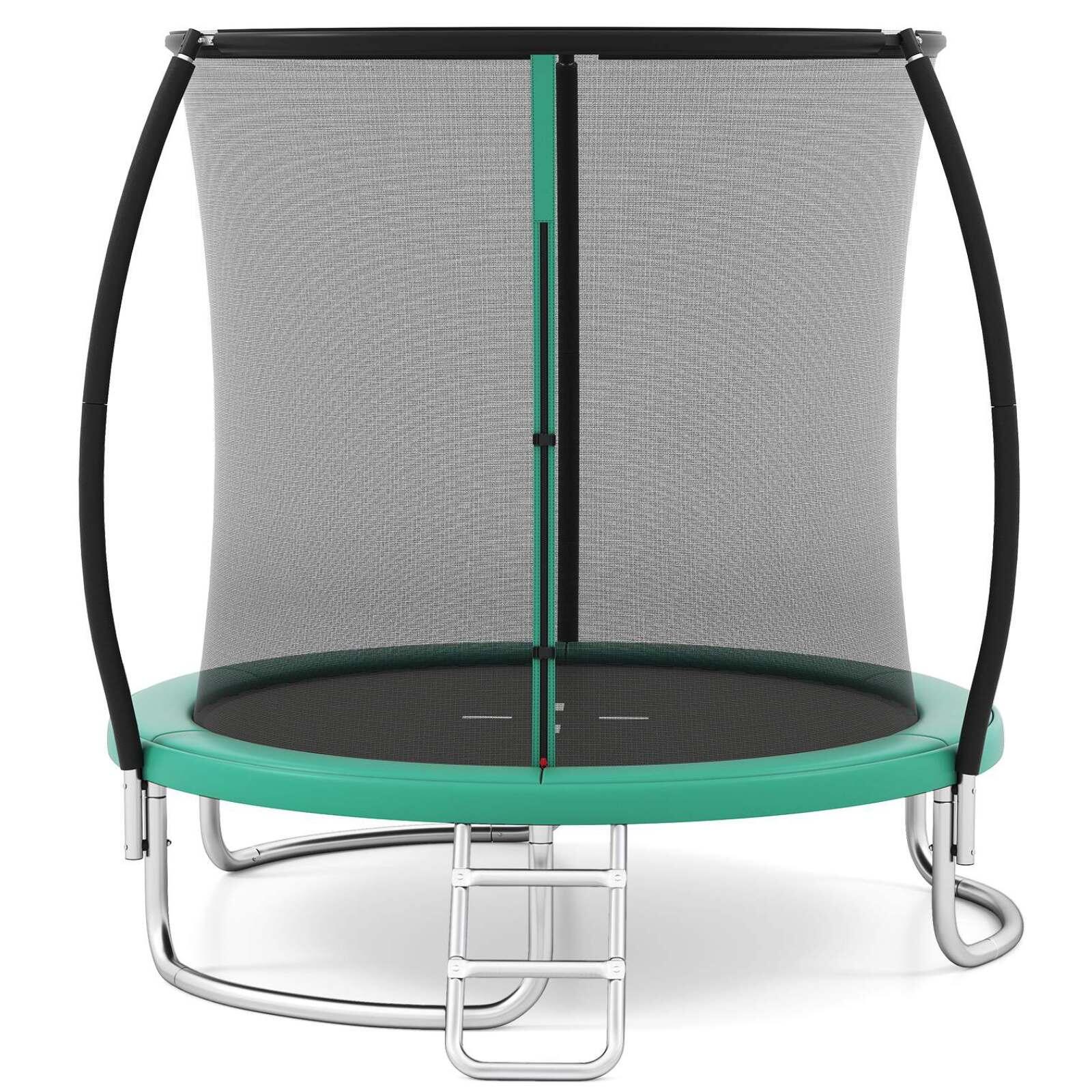 8FT Outdoor Round Trampoline w/Ladder  Steel Frame 244x244x240