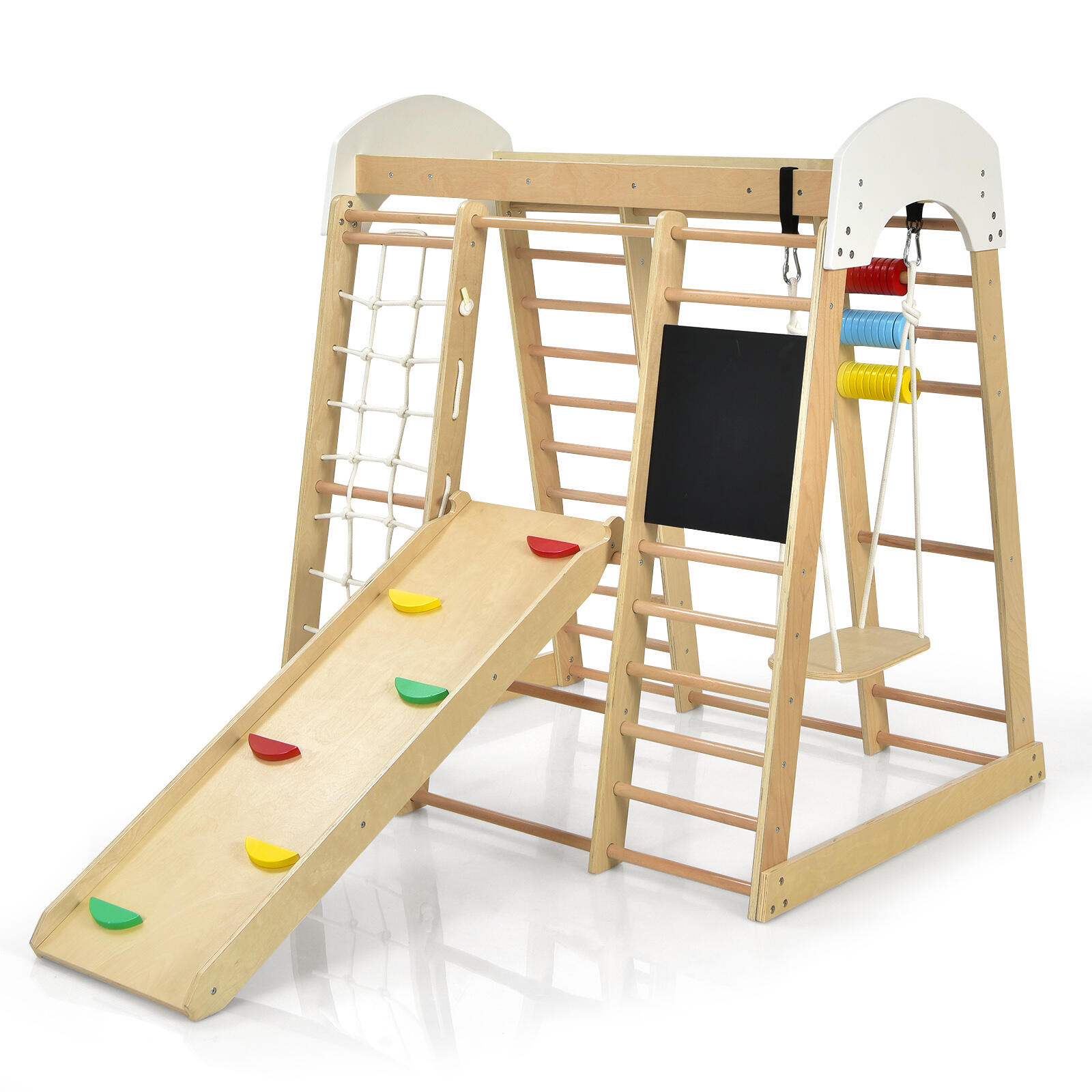 Climb Playset 8-IN-1 Climbing Frame Playground Swing Slide Set 124x119x138