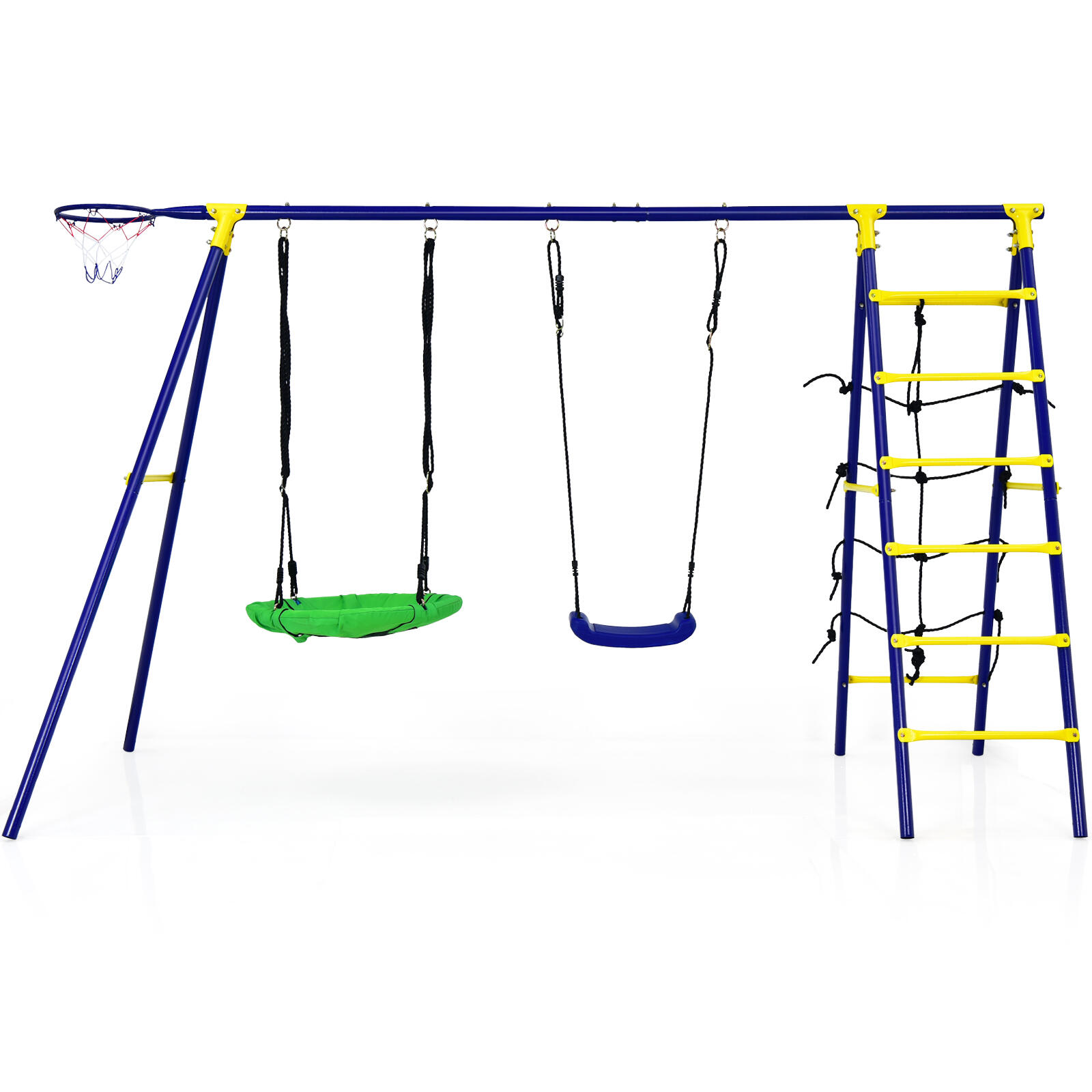 5-In-1 Kids Swing & Climber Set w/Basketball Hoop  294x138x176