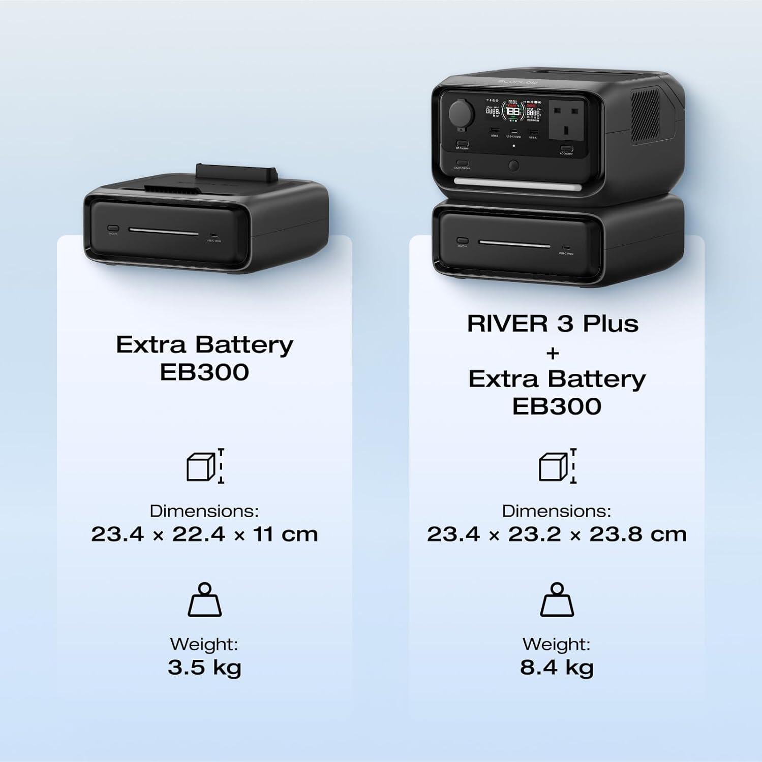 Batterie Supplémentaire 286Wh EB300 - Compatible EcoFlow RIVER 3 Plus - Vanlife 7/7