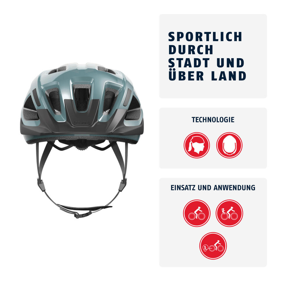 Miejski kask rowerowy Aduro 3.0 LED, niebieski lodowcowy