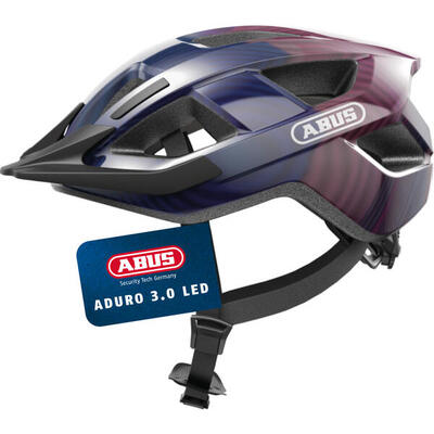 Abus fietshelm aduro 3.0 led paarse golven l 58-62 cm