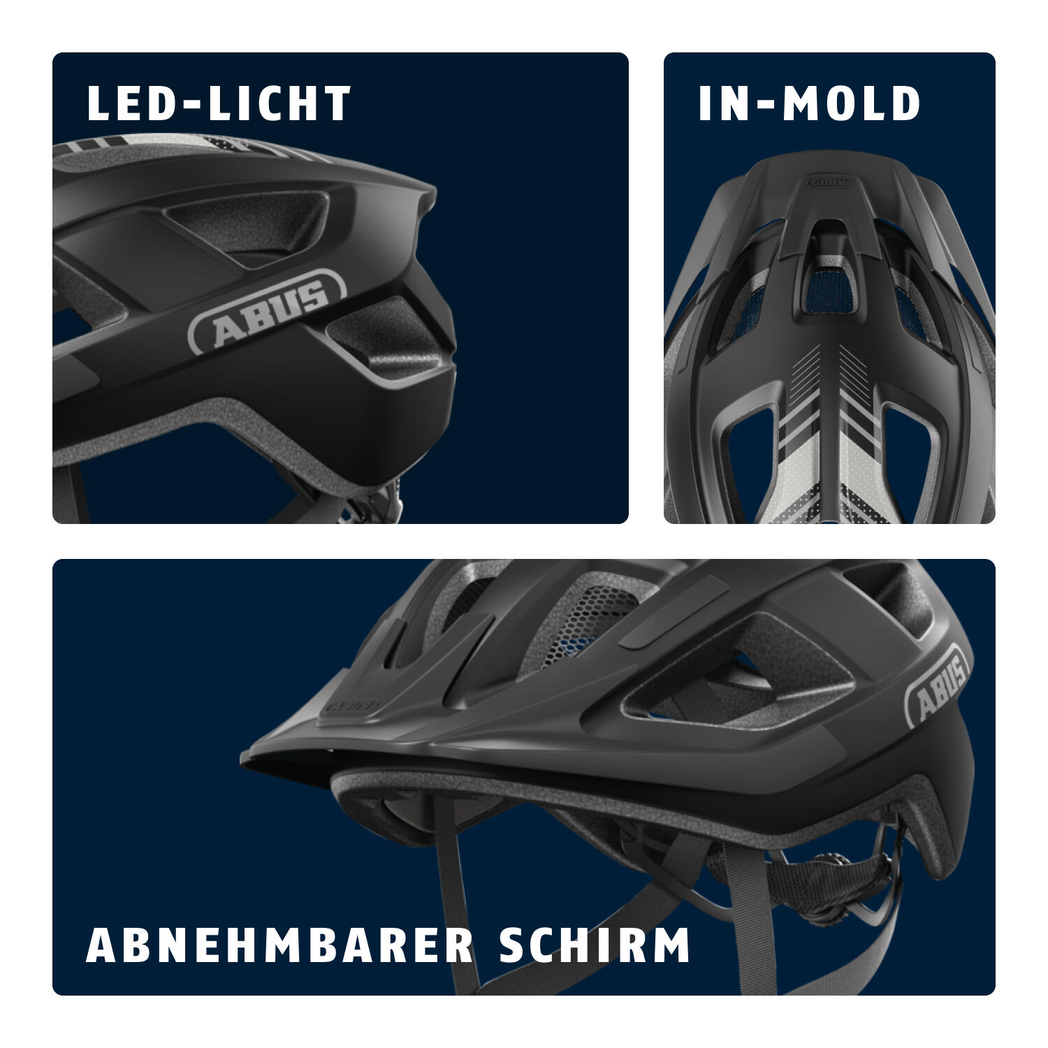 ABUS Aduro 3.0 LED Casco Bici, Nero, L (58–62 cm) 4/7