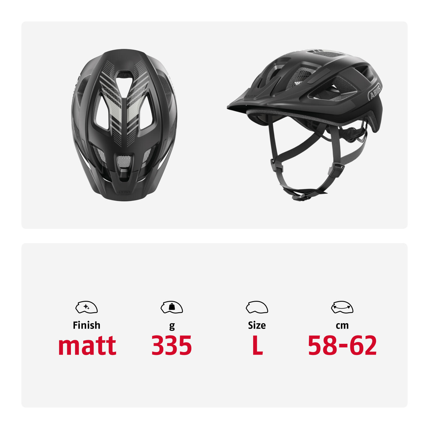 ABUS Aduro 3.0 LED Casco Bici, Nero, L (58–62 cm) 5/7