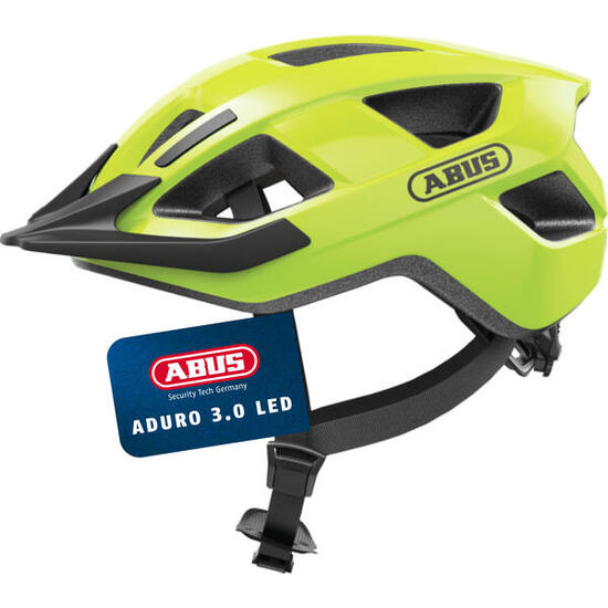 ABUS Aduro 3.0 LED Casco Bici — Giallo Signal M (52–58 cm)
