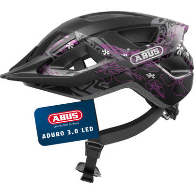 Abus aduro 3.0 led fietshelm maori in blackberry voor m 52-58 cm